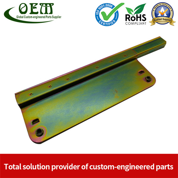 Auto Window Lifter Motor Bracket Galvanized Steel Stamping Metal Parts with Golden Color Zinc Plated And Passivization Finish